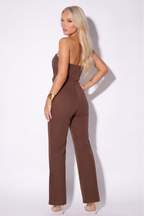 Haley Wrap Front Gold Trim Strapless Jumpsuit