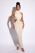Helen Braided Waist Cut Out Mock Neck Maxi Dress