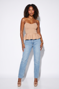 Isabella Sweetheart Neck Strapless Peplum Top