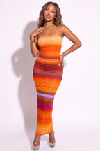 Isla Striped Mesh Tube Top & Maxi Skirt Set