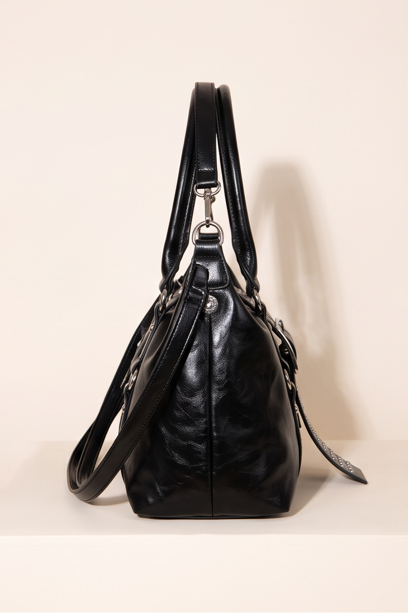 Jackie Studded Buckle Convertible Shoulder Bag