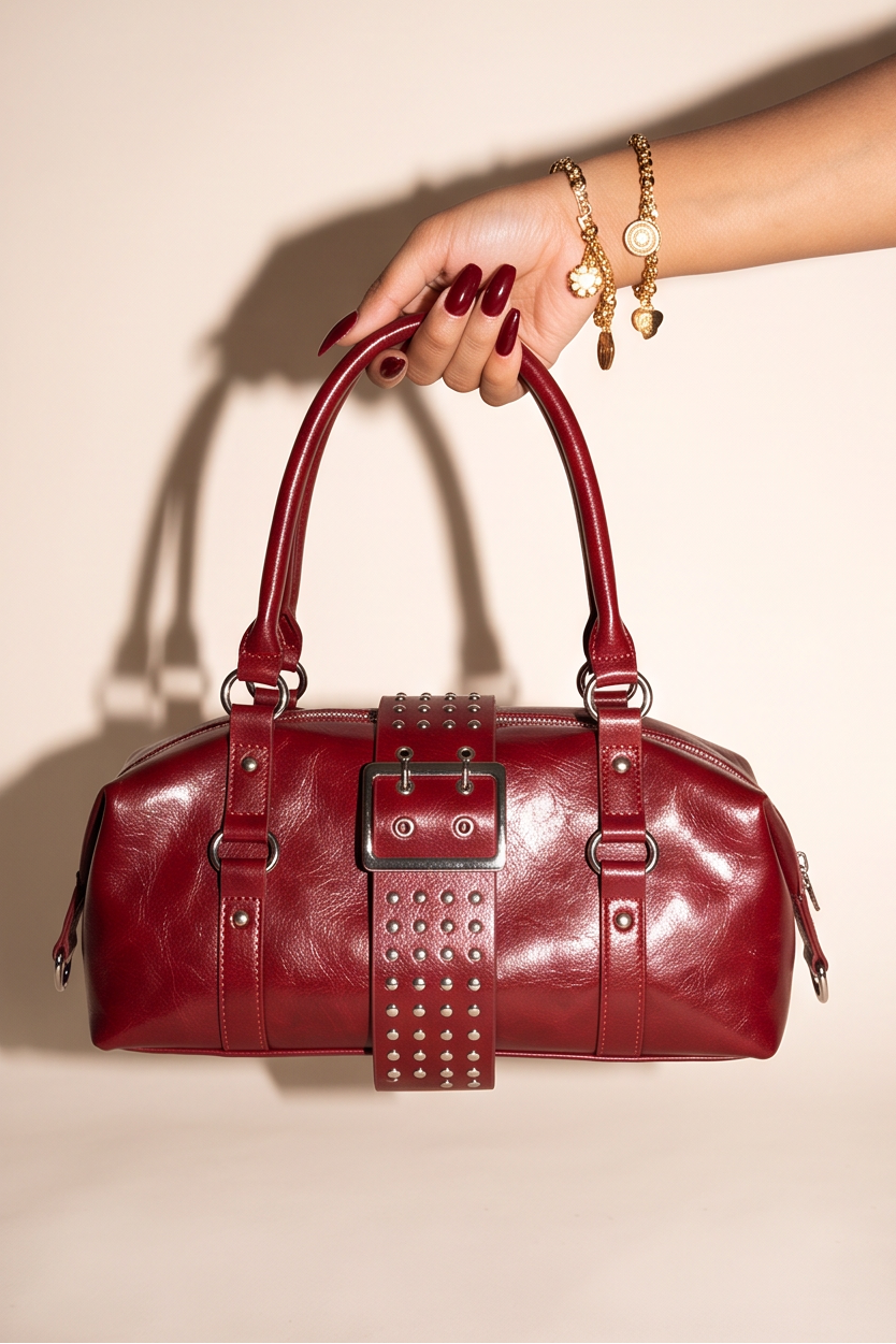 Jackie Studded Buckle Convertible Shoulder Bag