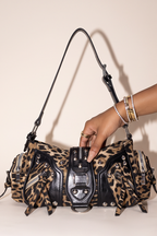 Jada Leopard Print Buckle Shoulder Bag
