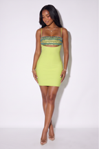 Jada Square Neck Rhinestone Embellished Bandage Mini Dress