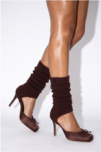 Juliette Bow Detail Leg Warmer Stiletto High Heel Pumps