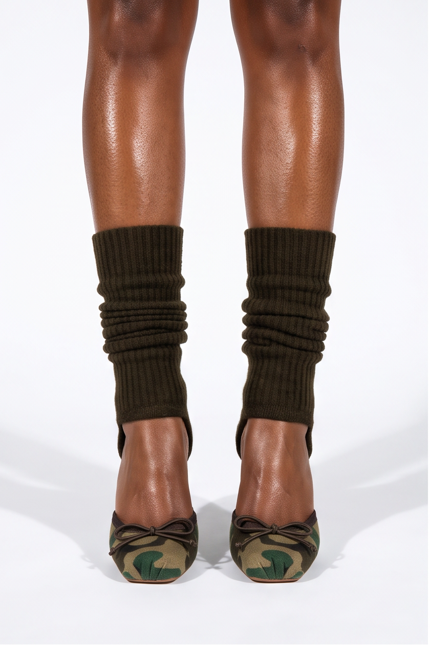Juliette Bow Detail Leg Warmer Stiletto High Heel Pumps