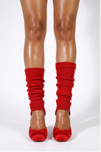 Juliette Bow Detail Leg Warmer Stiletto High Heel Pumps
