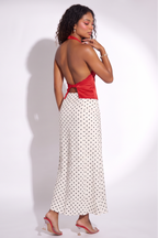 Juliette Polka Dot Flared Hem Maxi Skirt