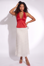 Juliette Polka Dot Flared Hem Maxi Skirt