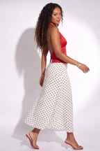 Juliette Polka Dot Flared Hem Maxi Skirt