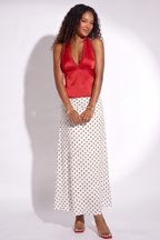 Juliette Polka Dot Flared Hem Maxi Skirt