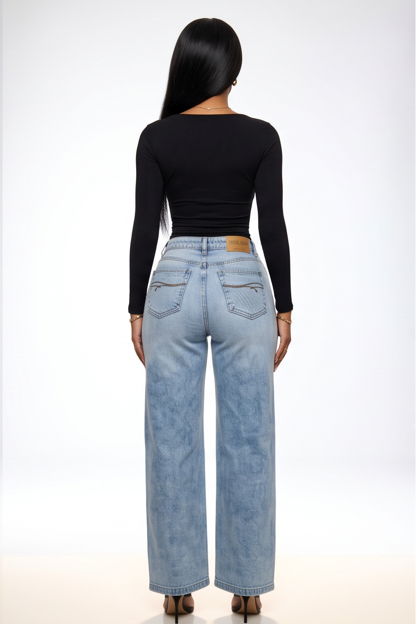 Light Wash Classic High Rise Wide Leg Jeans
