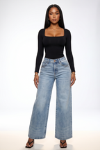 Light Wash Classic High Rise Wide Leg Jeans