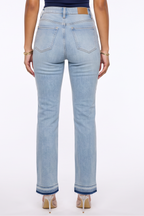 Light Wash Released Hem Mid Rise Flare Leg Jeans