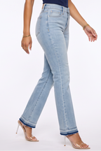 Light Wash Released Hem Mid Rise Flare Leg Jeans