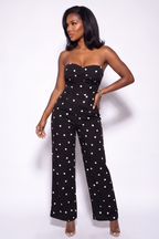 Lisette Polka Dot Strapless Wide Leg Jumpsuit