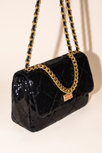 Lumia Quilted Sequin Chain Flap Shoulder Bag