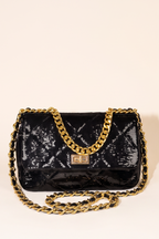 Lumia Quilted Sequin Chain Flap Shoulder Bag