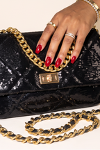 Lumia Quilted Sequin Chain Flap Shoulder Bag