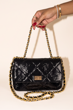 Lumia Quilted Sequin Chain Flap Shoulder Bag