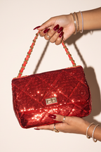 Lumia Quilted Sequin Chain Flap Shoulder Bag