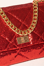 Lumia Quilted Sequin Chain Flap Shoulder Bag
