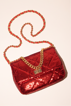 Lumia Quilted Sequin Chain Flap Shoulder Bag