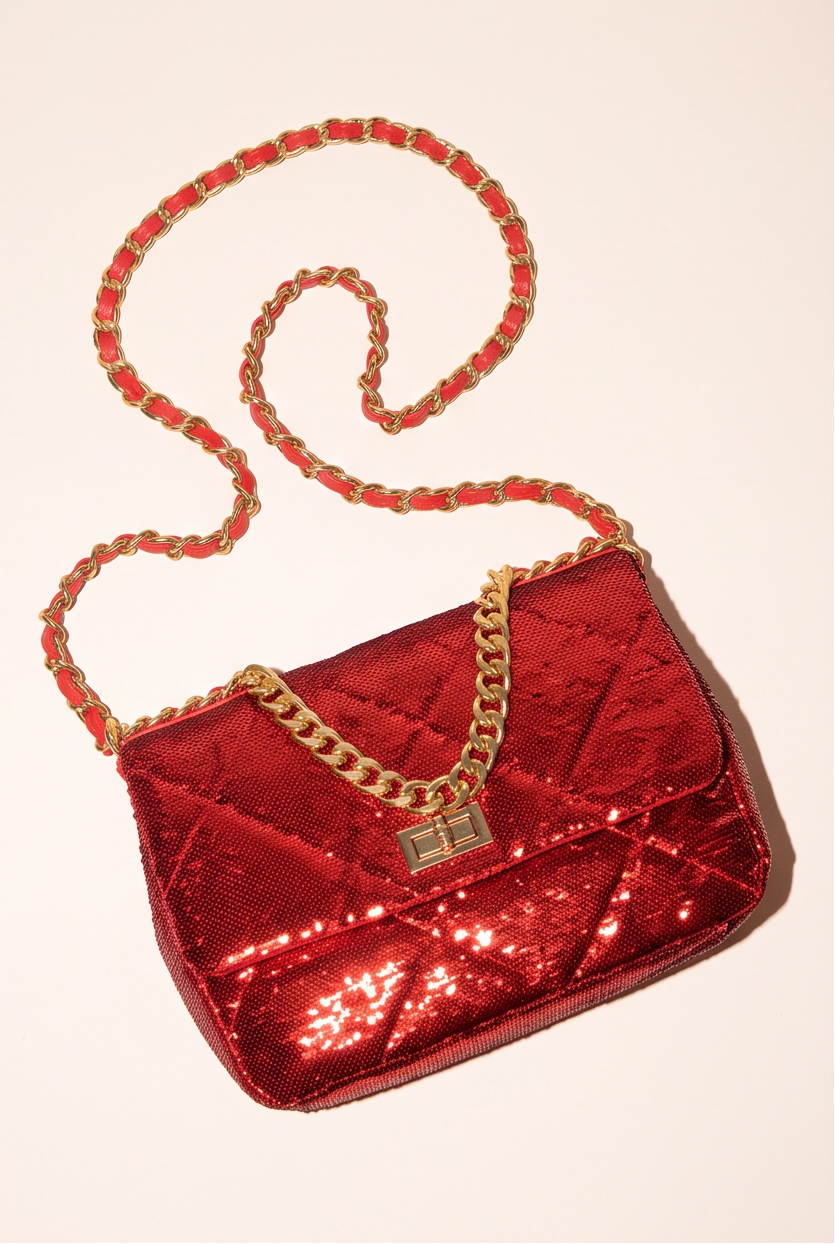 Lumia Quilted Sequin Chain Flap Shoulder Bag