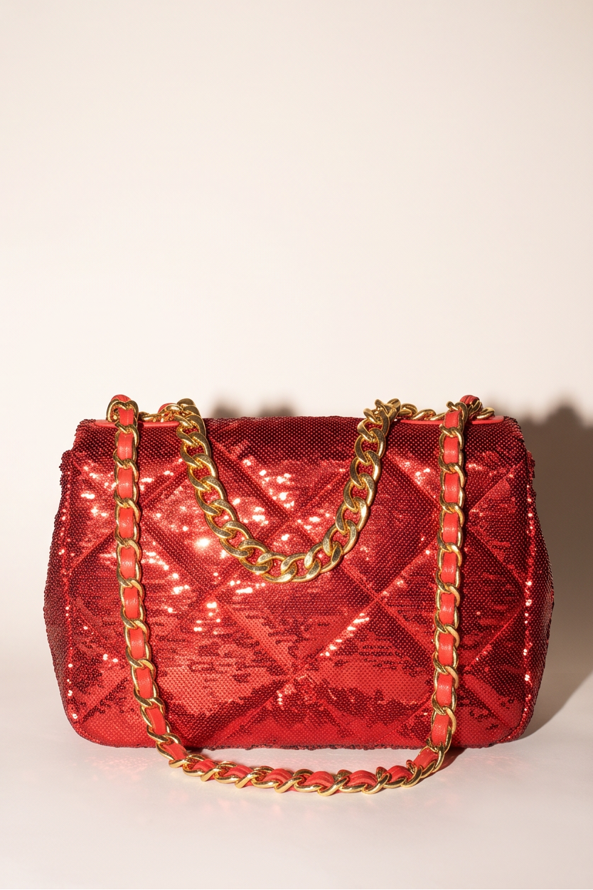 Lumia Quilted Sequin Chain Flap Shoulder Bag