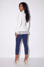 Margaux Lace Trim Hem Cinched Waist Blazer