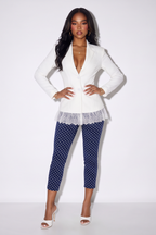 Margaux Lace Trim Hem Cinched Waist Blazer