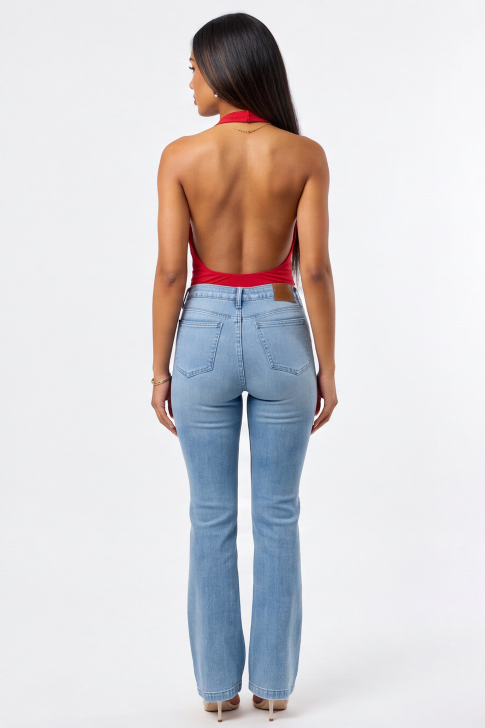 Med Blue Wash Mid Rise Bootcut Jeans
