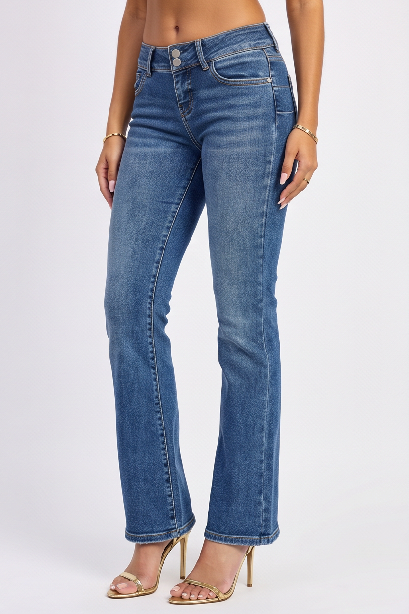 Medium Wash Low Rise Bootcut Jeans