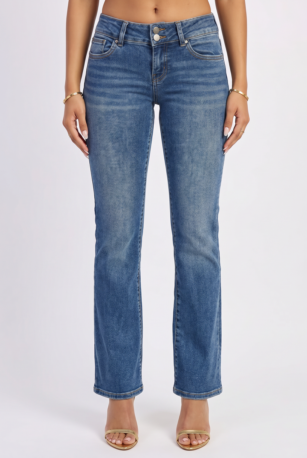 Medium Wash Low Rise Bootcut Jeans