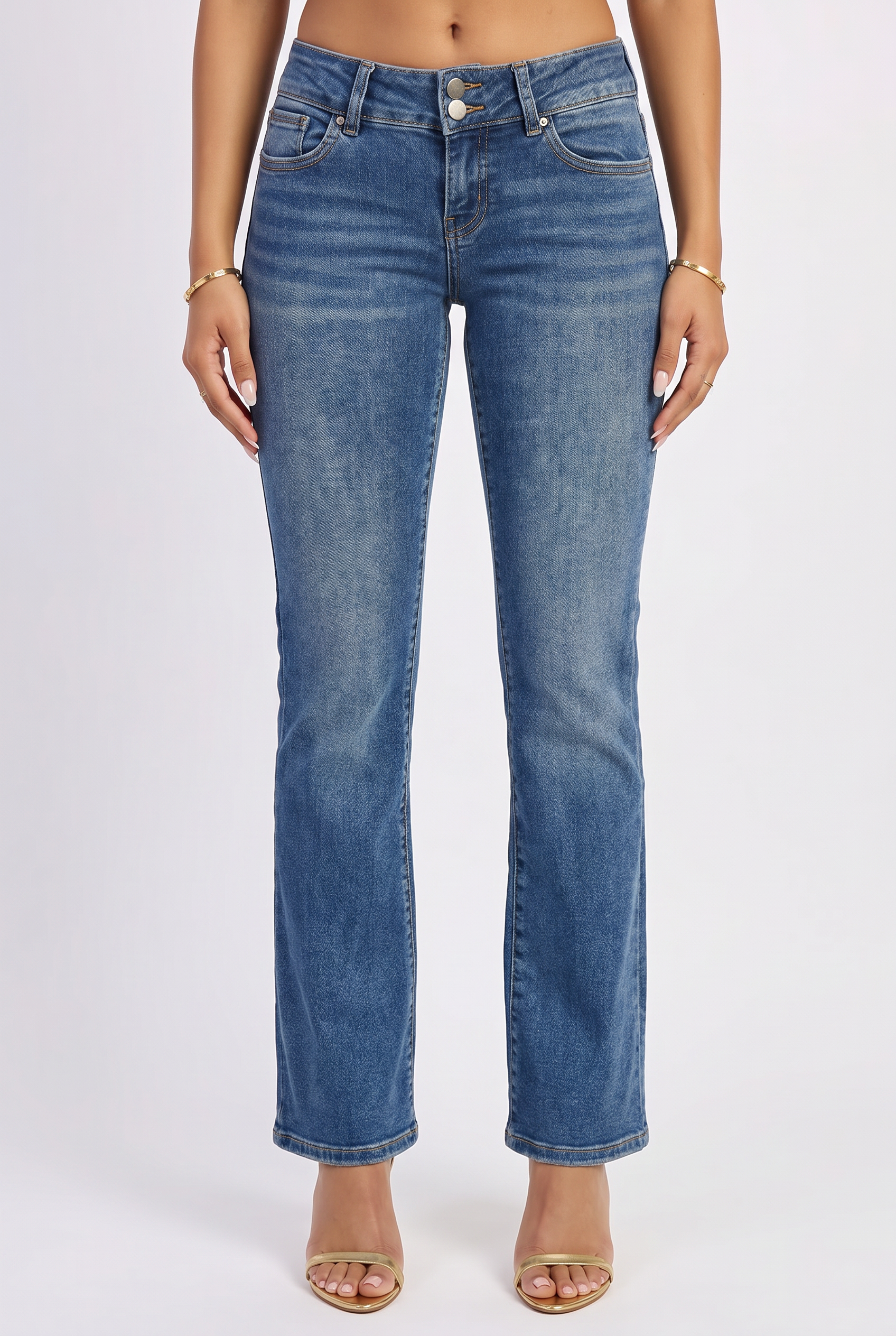 Medium Wash Low Rise Bootcut Jeans