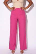 Megan Hot Pink Wide Leg High Waist Tailored Pants