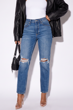 Mid Wash Ultra High Rise 90's Boyfriend Jeans