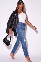 Mid Wash Ultra High Rise 90's Boyfriend Jeans