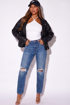 Mid Wash Ultra High Rise 90's Boyfriend Jeans