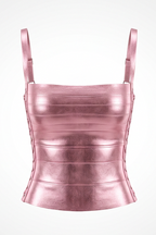 Natalie Lace Up Side Metallic Bandage Top