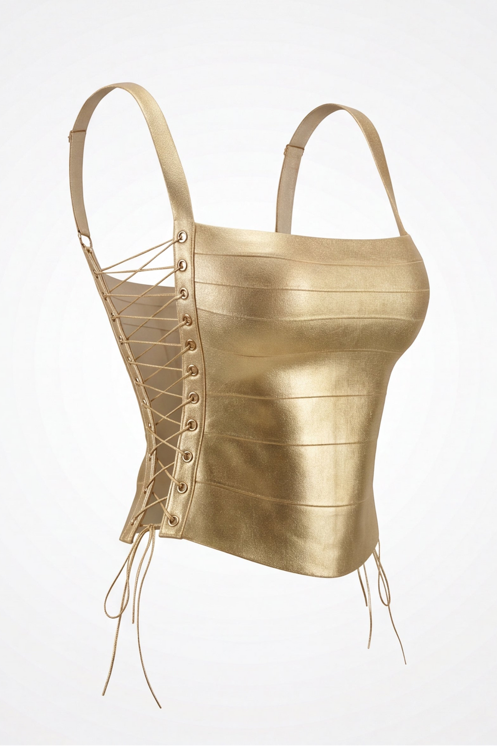 Natalie Metallic Lace Up Corset Bandage Top