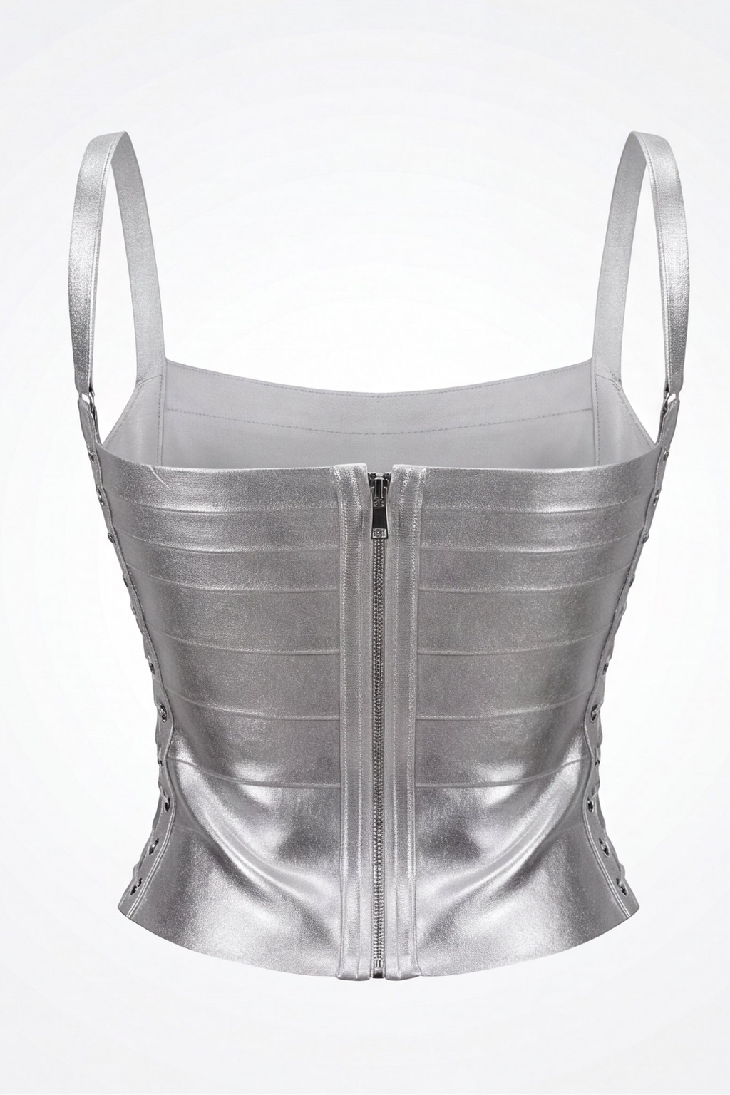 Natalie Metallic Lace Up Corset Bandage Top