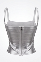 Natalie Metallic Lace Up Corset Bandage Top