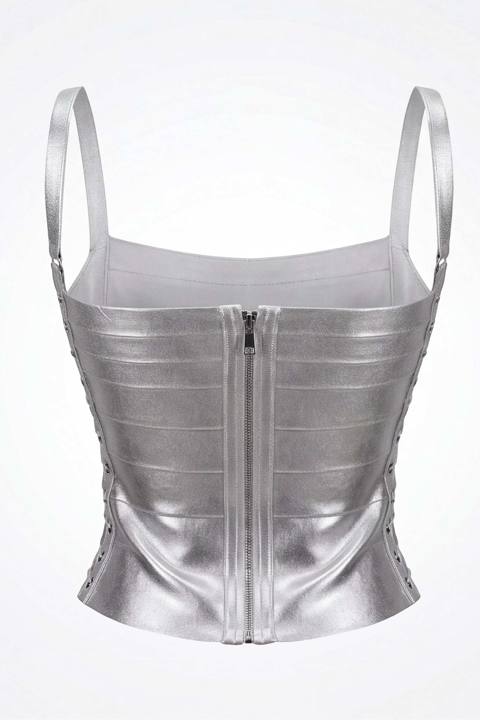 Natalie Metallic Lace Up Corset Bandage Top