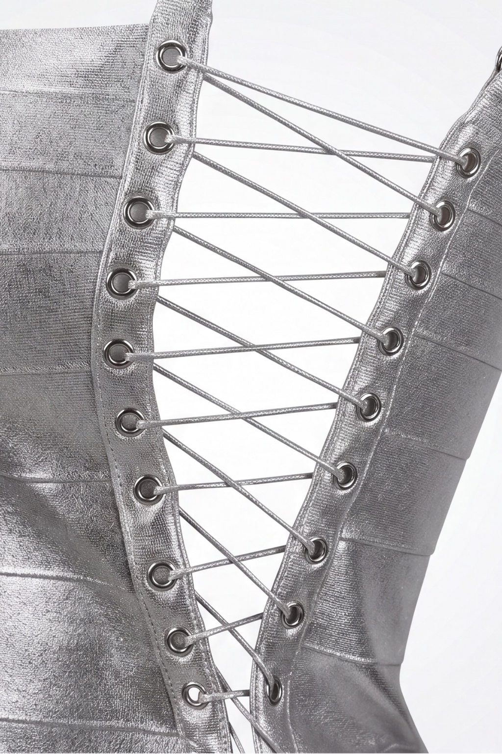Natalie Metallic Lace Up Corset Bandage Top