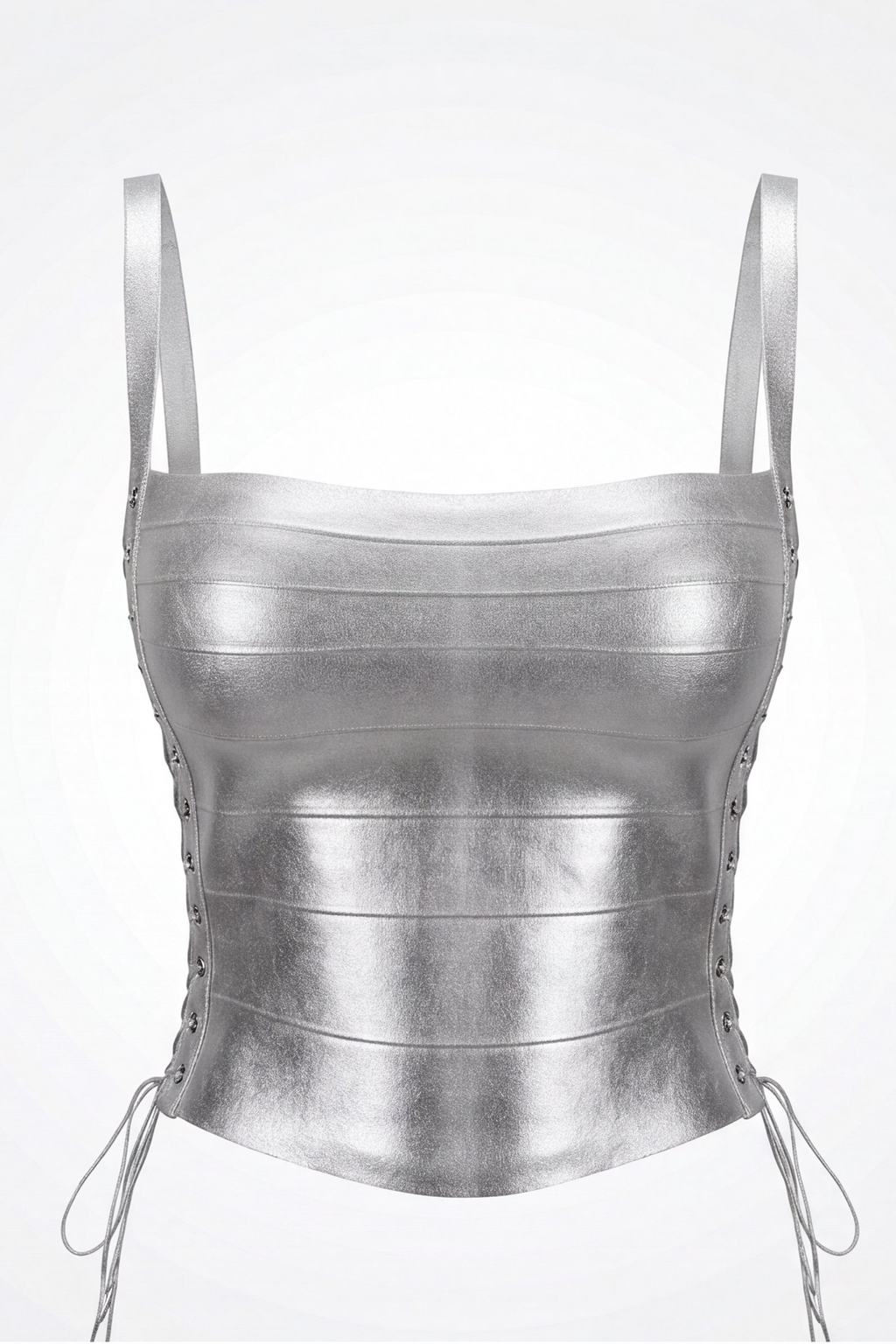 Natalie Metallic Lace Up Corset Bandage Top