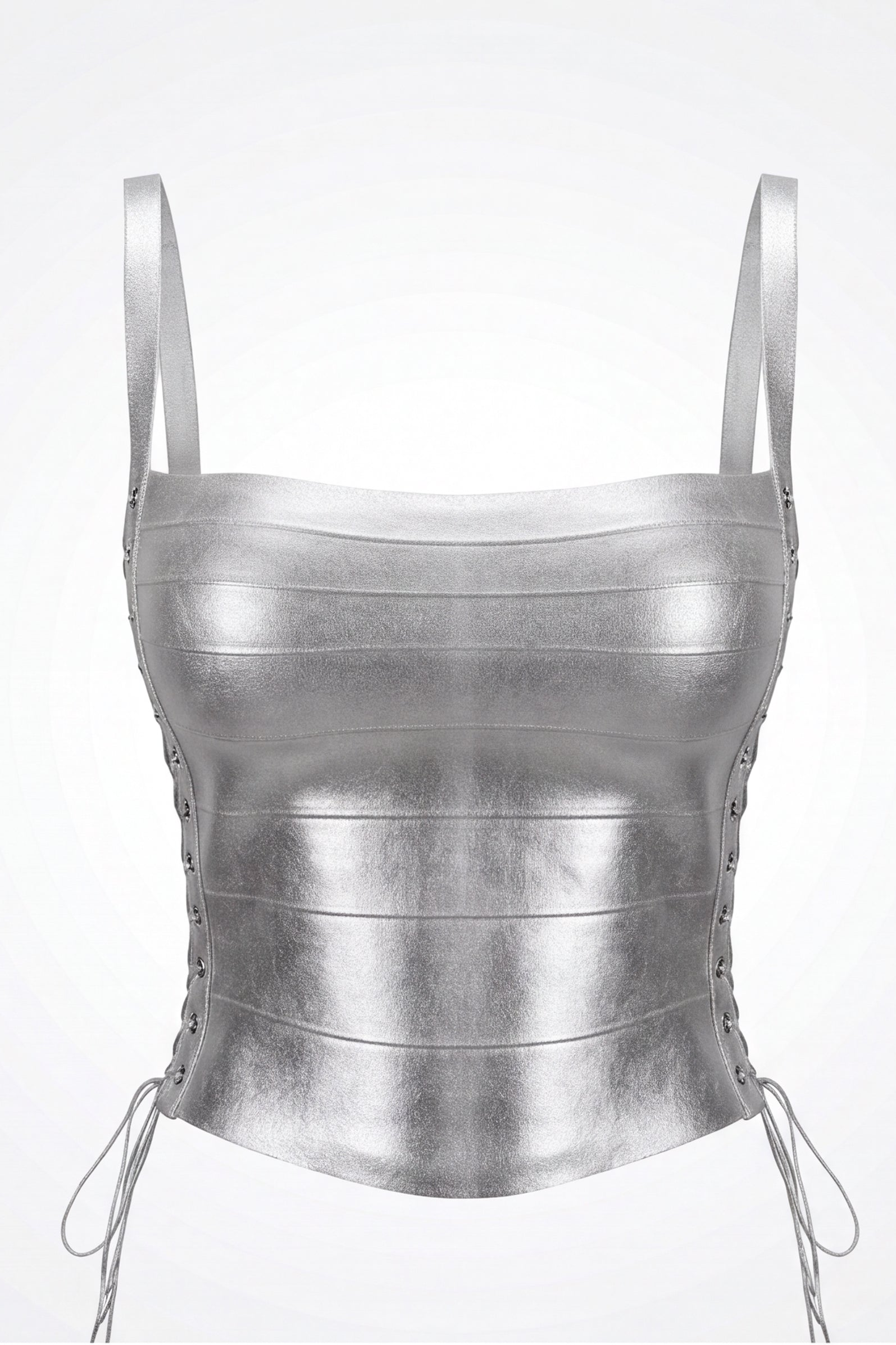 Natalie Metallic Lace Up Corset Bandage Top