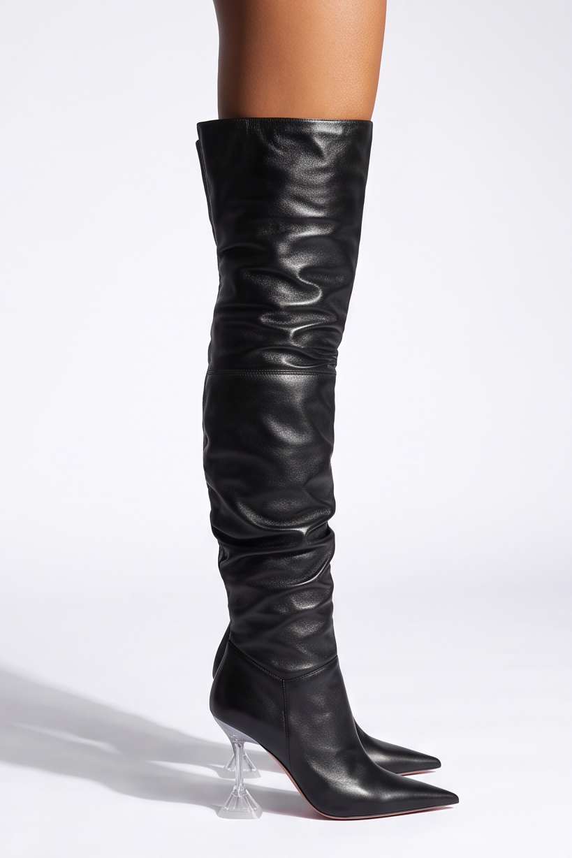 Nikita Pointed Toe Flared High Heel Thigh High Boots