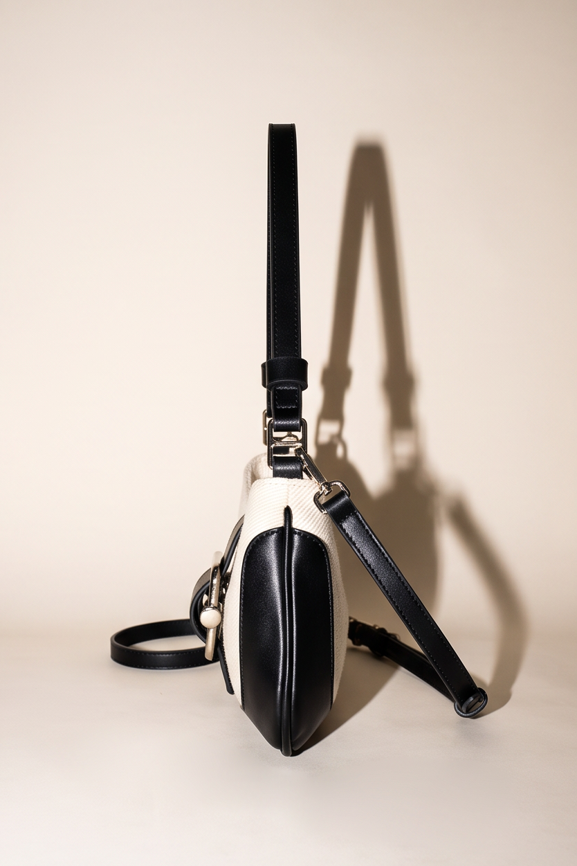 Nina Two Tone Buckle Canvas Shoulder Bag