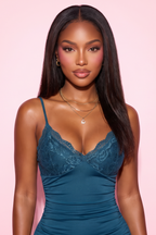 Not So Basic Lace Trim Ruched Mermaid Maxi Dress